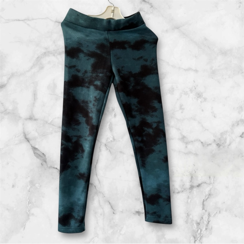 Kids Tie-Dye Leggings - Black and Green